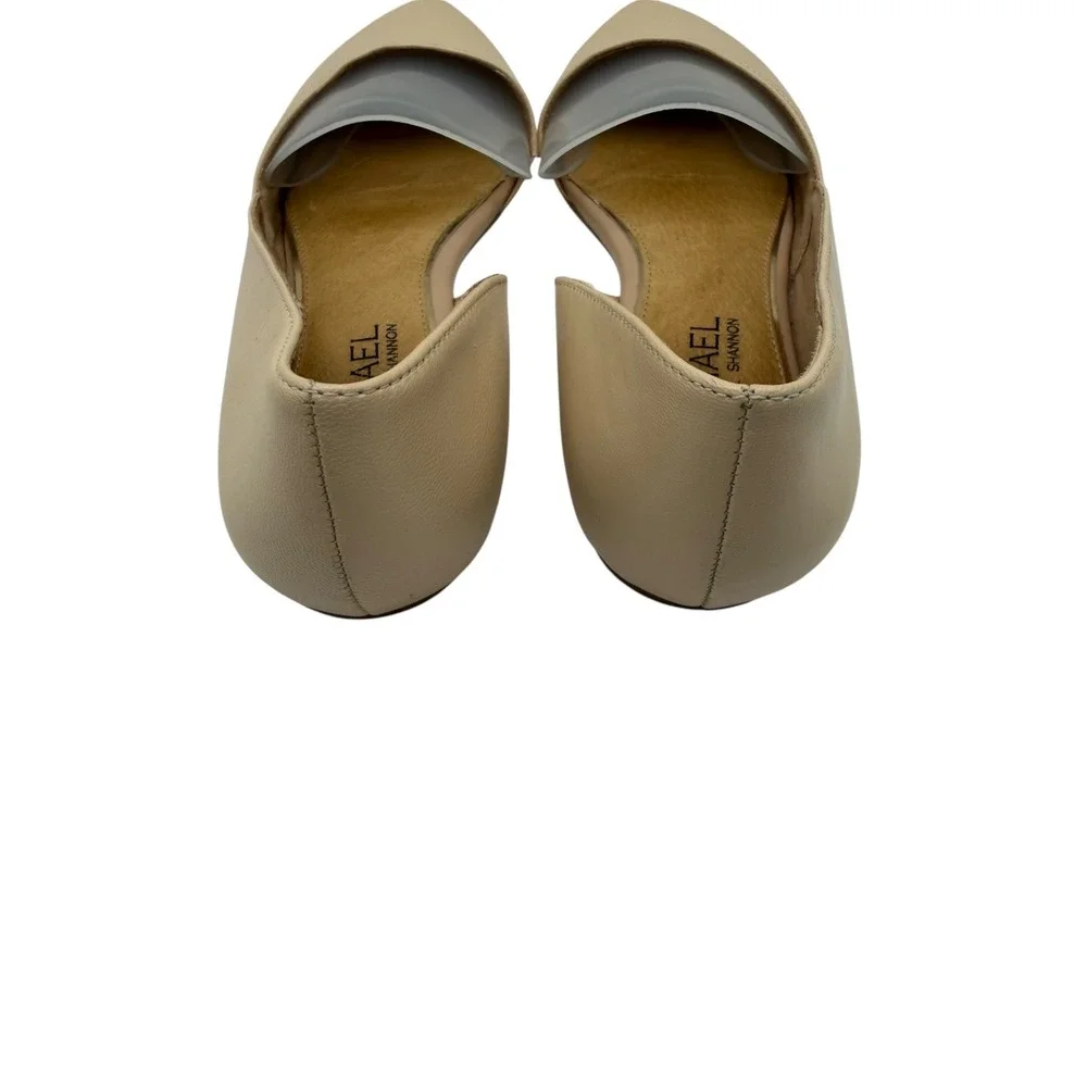 Michael‎ Shannon Alyssa Flats Women 9 Beige d'Orsay Pointed Toe Leather Preppy